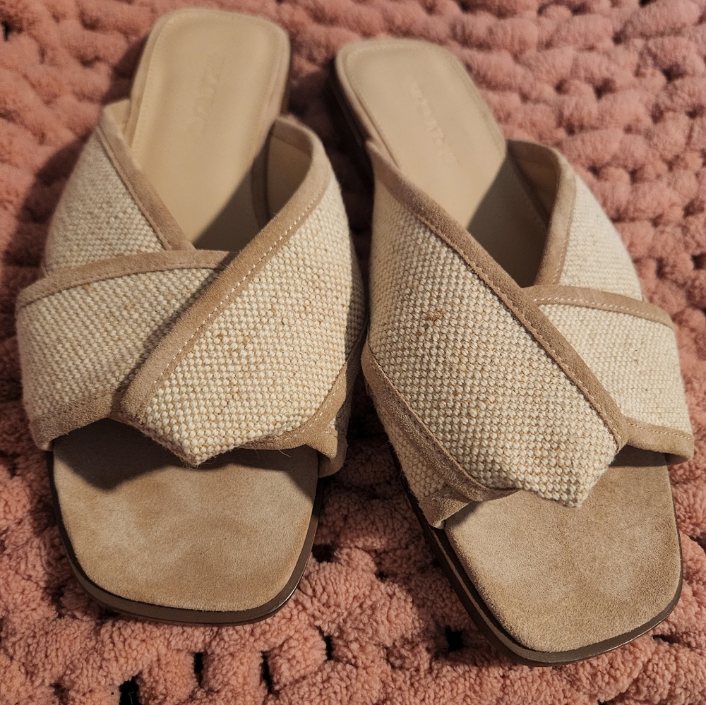 J. McLaughlin Tan and Cream Sandals